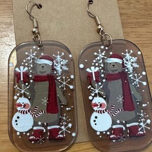 Christmas Holiday Bear and Snowman Earrings